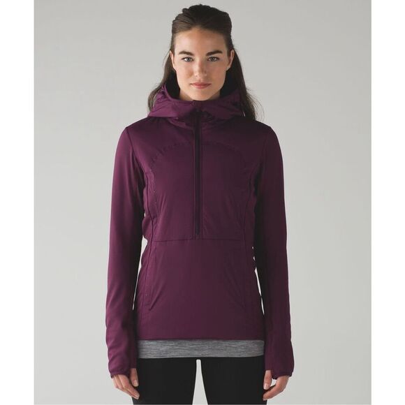 Lululemon Run For Cold Pullover Jacket size 8 Purple Plum Hooded Athleisure - Picture 1 of 16
